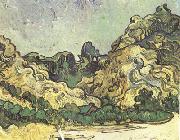 Vincent Van Gogh Mountains at Saint-Remy with Dark Cottage (nn04) USA oil painting artist